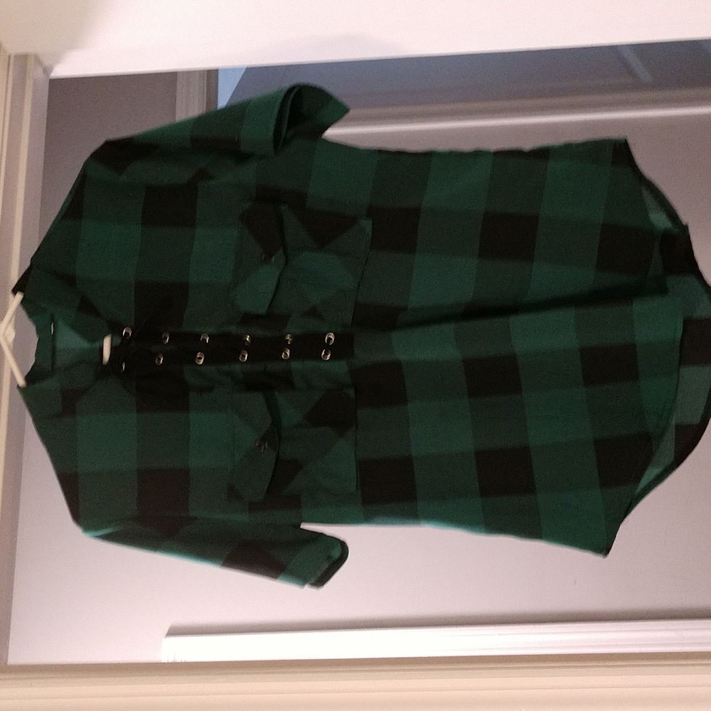 Flannel print women's blouse,size XL